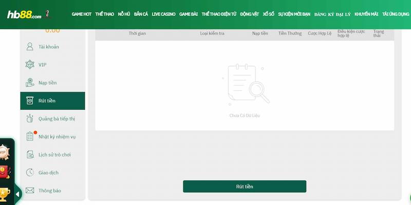 Giao dịch rút tiền tại HB88 khác biệt ra sao